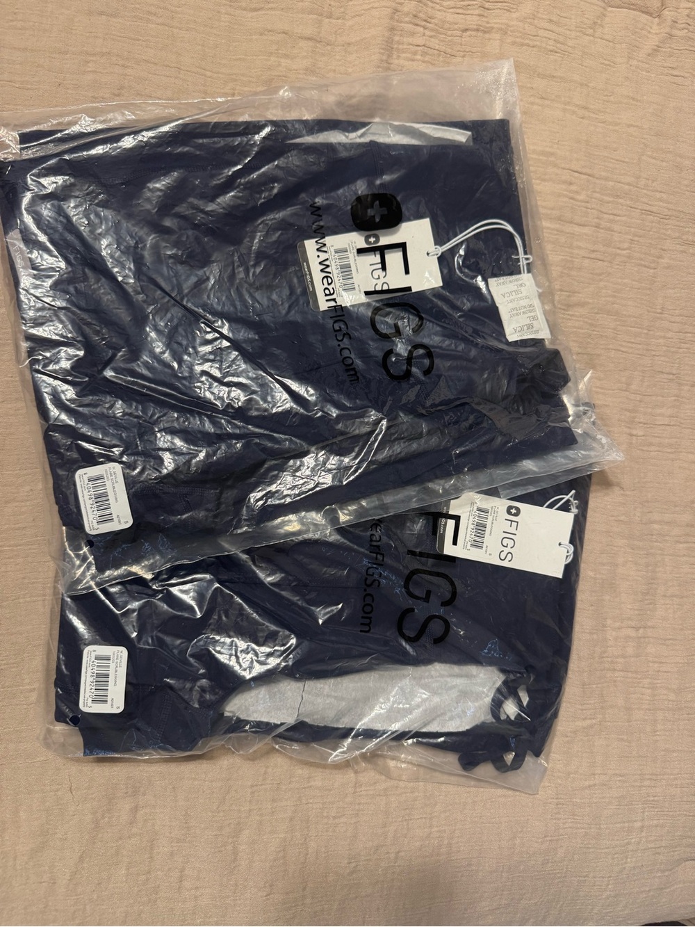 NEW (TWO)Figs Navy Boot-Cut Scrub Legging Pants with Drawstring - Picture 2 of 2